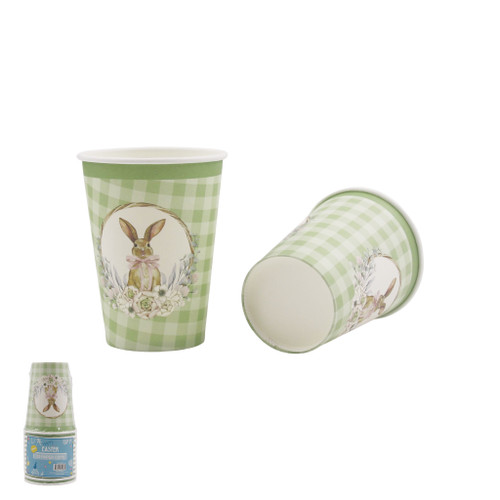12PK MINT GINGHAM EASTER CUP 266ML